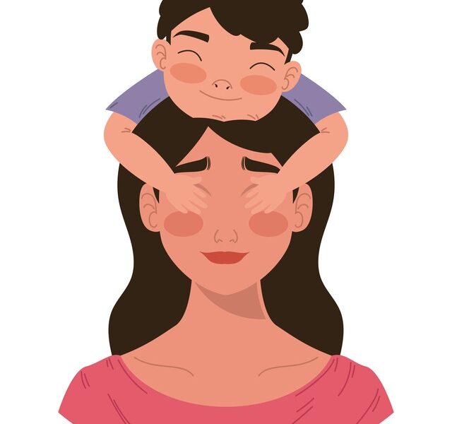 Family love illustration over white